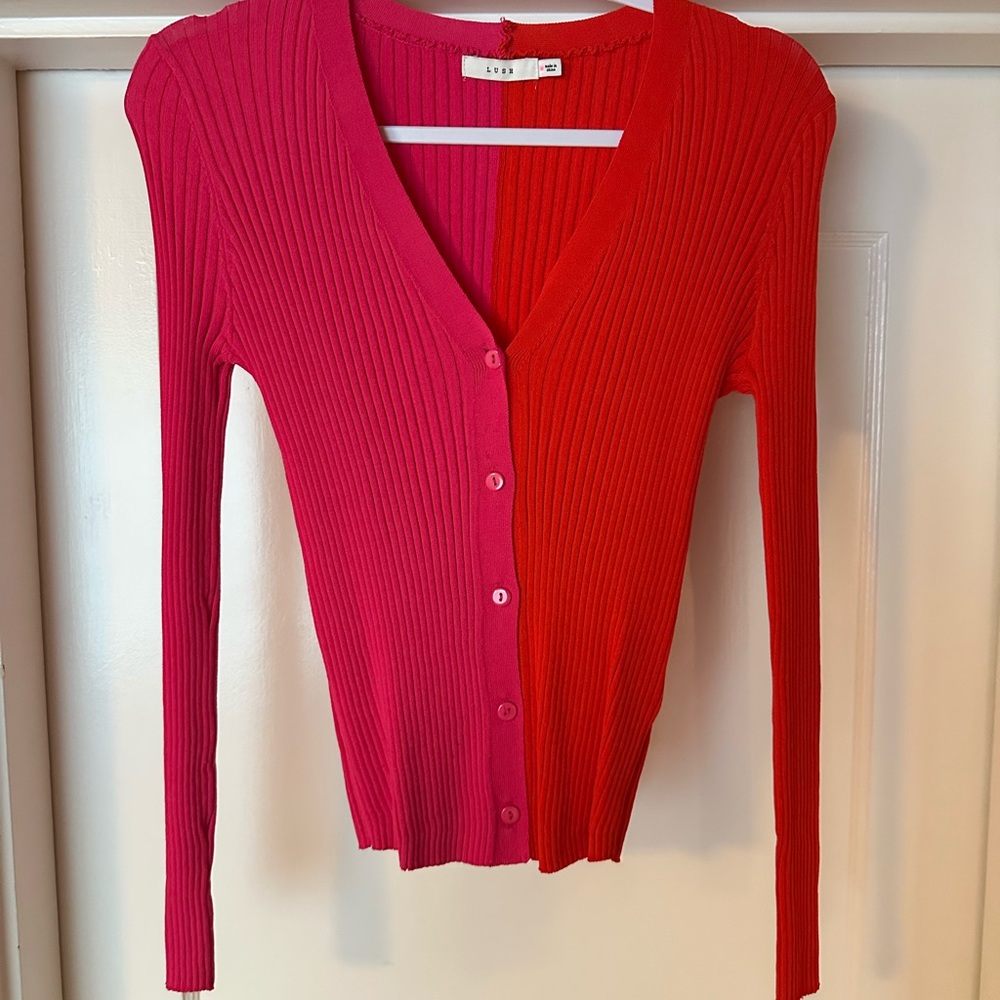 Lush Pink and Red Blouse with Vibrant Design